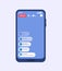 Smartphone live video stream. Streaming videos on cellphone with ui inspired by facebook. Vector template