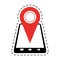 Smartphone location pin map gps cut line