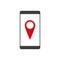 Smartphone location pin map gps vector illustration.