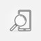 Smartphone with Magnifier linear vector concept icon