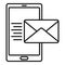 Smartphone mail inbox icon, outline style