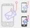 Smartphone Mail Phishing Vector Mesh 2D Model and Triangle Mosaic Icon