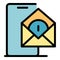 Smartphone mail remote access icon color outline vector