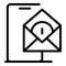 Smartphone mail remote access icon, outline style