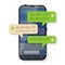 Smartphone with message bubbles of conversation