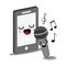 smartphone and microphone icon. Kawaii and technology. Vector gr