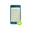 Smartphone with mobile phone browser and green tick, adapted website