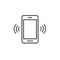 Smartphone or mobile phone ringing vector icon, line art outline cellphone call or vibrate pictogram, ring of phone