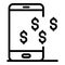 Smartphone money benefit icon, outline style