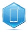 Smartphone network signal icon crystal blue hexagon button