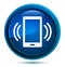 Smartphone network signal icon elegant blue round button illustration