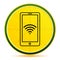 Smartphone network signal icon lemon lime yellow round button illustration