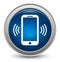 Smartphone network signal icon starburst shiny blue round button illustration design concept