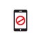 Smartphone no connection - icon design. Mobile phone no access sign. Vector illustration.