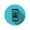 Smartphone online banking long shadow icon. Simple glyph, flat vector of mobile concept icons for ui and ux, website or mobile