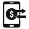 Smartphone online cash back icon, simple style