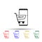 Smartphone online shopping multi color style icon. Simple glyph, flat vector of mobile concept icons for ui and ux, website or