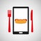 Smartphone order hot dog food online