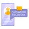 Smartphone password recovery icon, cartoon style