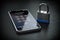 Smartphone personal data protection and mobile phone security concept. Smartphone and lock