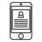 Smartphone personal information icon, outline style