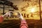 Smartphone photographing asians traveler jumping in happy time at Phu Kradueng National Park