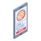 Smartphone pizza online buy icon, isometric style