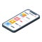 Smartphone playlist icon, isometric style
