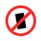 Smartphone prohibition sign symbol