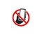 Smartphone and prohibitory sign logo template. It is forbidden to use a mobile phone vector design