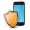 Smartphone protected by orange shield