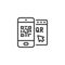 Smartphone QR code line icon