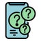 Smartphone question interaction icon color outline vector