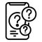 Smartphone question interaction icon, outline style