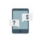 Smartphone question online loan icon flat isolated vector