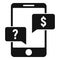 Smartphone question online loan icon, simple style
