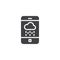 Smartphone with rainy cloud vector icon