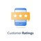 Smartphone and rating stars, online review, service quality evaluation, feedback survey, opinion poll, satisfaction assessment