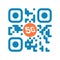 Smartphone readable blue QR code with 5G icon