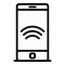 Smartphone remote access icon, outline style