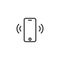 Smartphone rings silhouette simple icon. incoming call pictogram