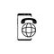 smartphone roaming, world vector icon for websites and mobile minimalistic flat design