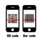 Smartphone scan QR code and bar code . flat design