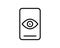 Smartphone scanning eye. Security check symbol. Mobile phone and eye scanner. Illustration vector