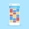 Smartphone screen with colorful notes mobile application creative user interface development organizer reminder concept