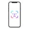 Smartphone with screen Face password, identification icon. Facial recognition scan. Face Security