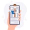 Smartphone screen with male therapist on chat in messenger and an online consultation vector flat illustration concept