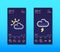 Smartphone screens with weather forecast. Neon effect.