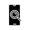 smartphone search magnifying glass glyph icon vector illustration