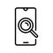 smartphone search magnifying glass line icon vector illustration